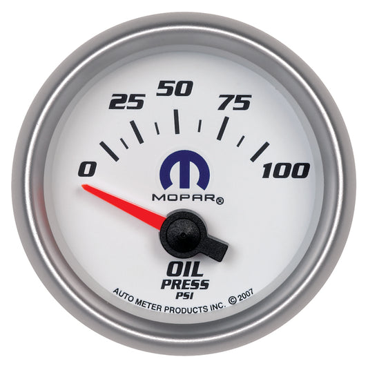 Autometer Mopar 52mm Short Sweep Electronic 0-100 PSI Oil Pressure Gauge 880029