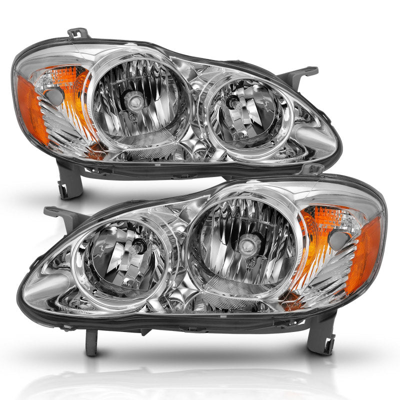 ANZO 2005-2008 Toyota Corolla Crystal Headlight Chrome Amber - eliteracefab.com