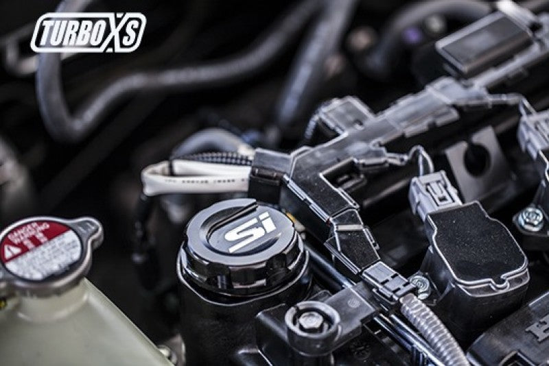TURBOXS ALUMINUM OIL CAP BLACK HONDA CIVIC/SI; 2017-2018 - eliteracefab.com