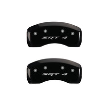 Load image into Gallery viewer, MGP 4 Caliper Covers Engraved Front &amp; Rear SRT4 Black finish silver ch MGP