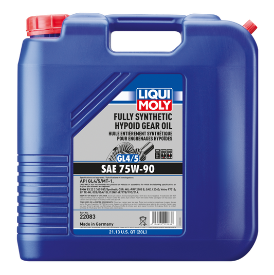 Liqui Moly 22083 Fully Synthetic Hypoid Gear Oil (GL4/5) 75W-90 (20L)