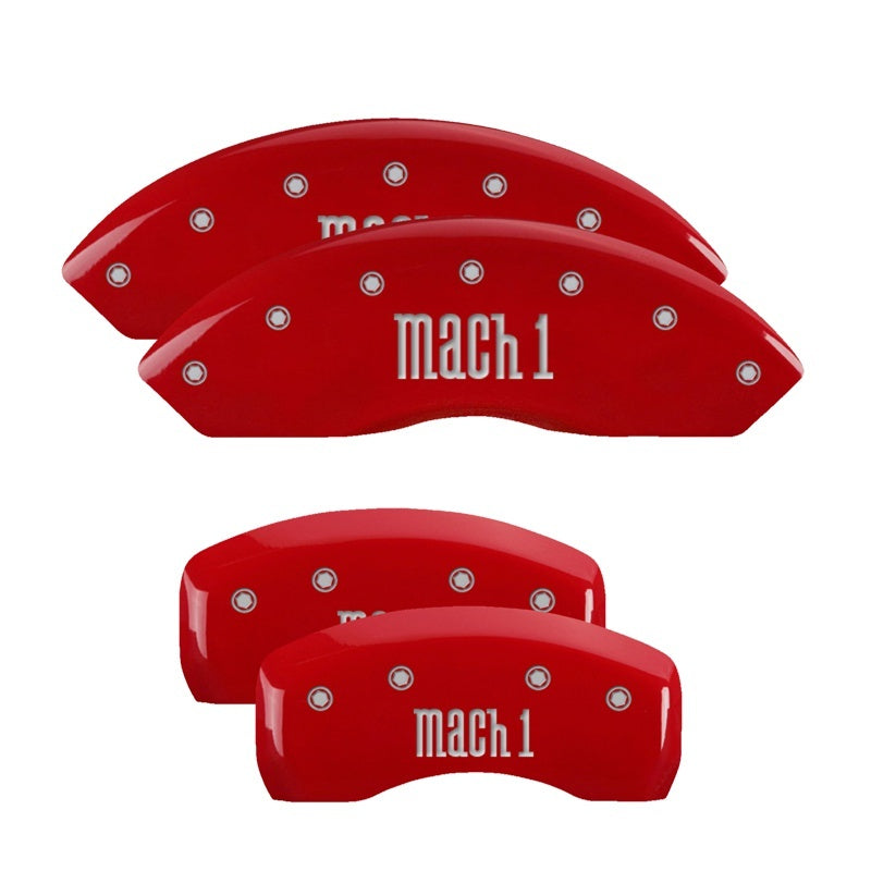 MGP 4 Caliper Covers Engraved Front & Rear Mach 1 Red finish silver ch MGP