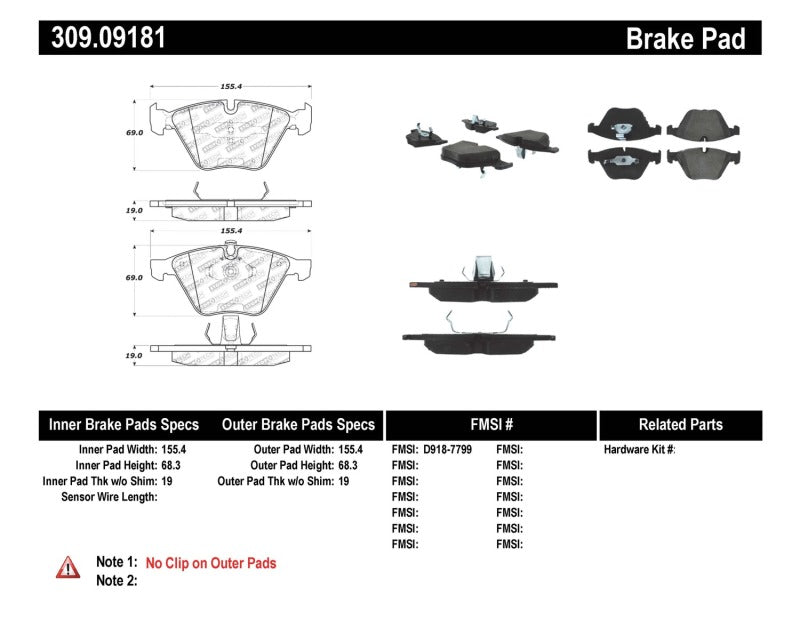 StopTech Performance 11-12 BMW Z4 (E86) / 07-11 335 Series (E90/92/93/F30) Front Brake Pads - eliteracefab.com