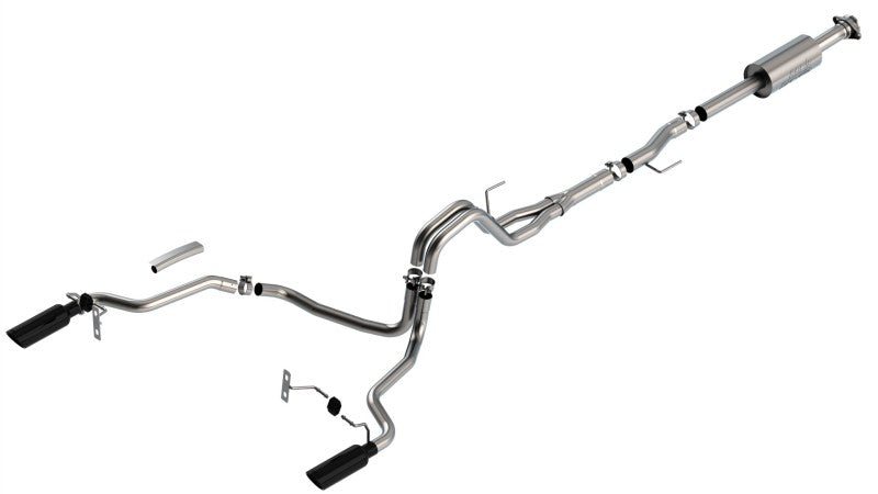 Borla F-150 2021 2.7L/3.5L 4DR CC SB EC STB LAR/KINGR/PLNUM/LTD 3/2.25 SRE CB S-Type BLK CHR Tips - eliteracefab.com