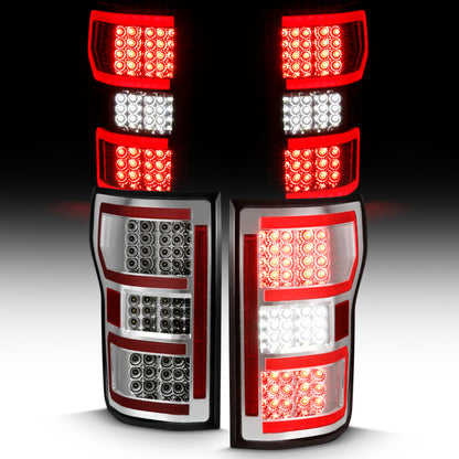 ANZO 2018-2019 Ford F-150 LED Taillight Chrome (Red Light Bar) (w/ Sequential) - eliteracefab.com