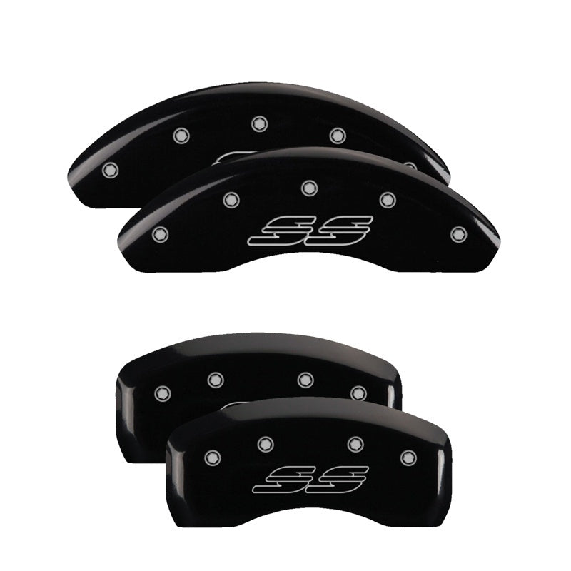 MGP Front set 2 Caliper Covers Engraved Front Chevy racing Yellow finish black ch MGP