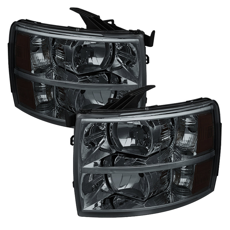 Xtune Chevy Silverado 07-13 Crystal Headlights Smoked HD-JH-CS07-AM-SM - eliteracefab.com