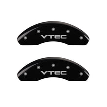 Load image into Gallery viewer, MGP 4 Caliper Covers Engraved Front &amp; Rear Vtech Black finish silver ch MGP