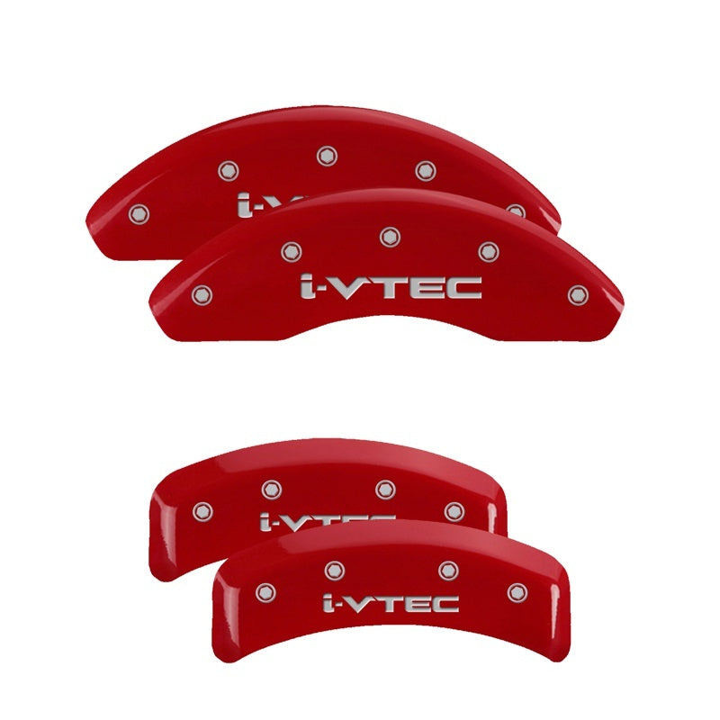 MGP 4 Caliper Covers Engraved Front Honda Engraved Rear H Logo Red finish silver ch MGP