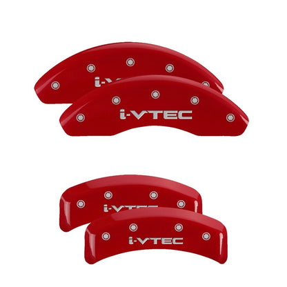 MGP 4 Caliper Covers Engraved Front Honda Engraved Rear H Logo Red finish silver ch MGP