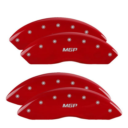 MGP 4 Caliper Covers Engraved Front & Rear MGP Red finish silver ch MGP