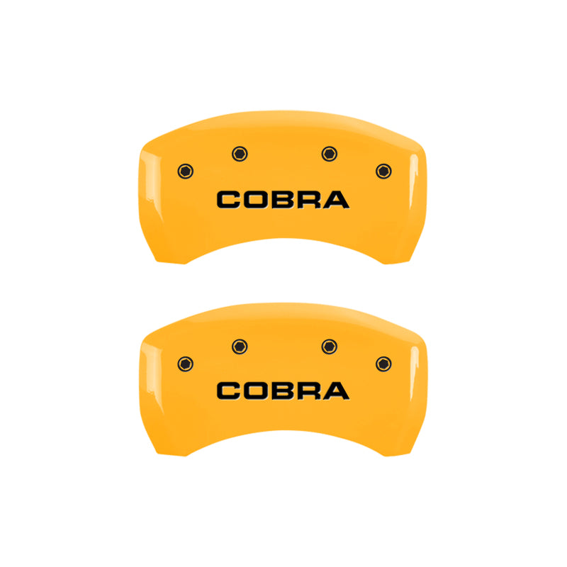 MGP Rear set 2 Caliper Covers Engraved Rear Cobra Yellow finish black ch MGP