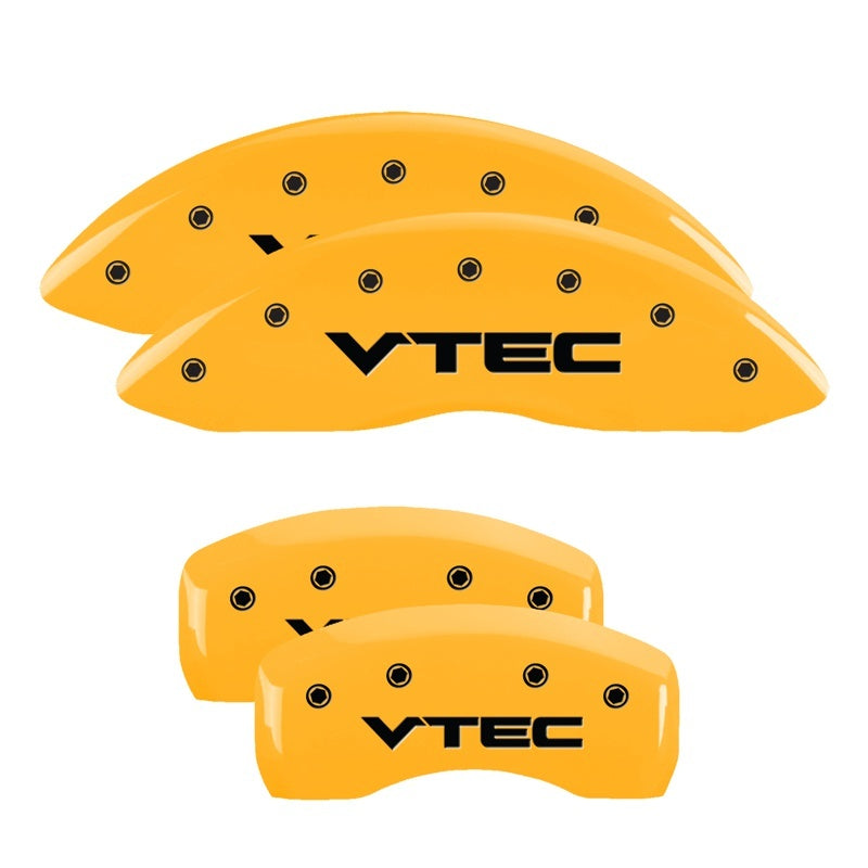 MGP 4 Caliper Covers Engraved Front & Rear Vtech Yellow Finish Black Char 2009 Honda Ridgeline MGP