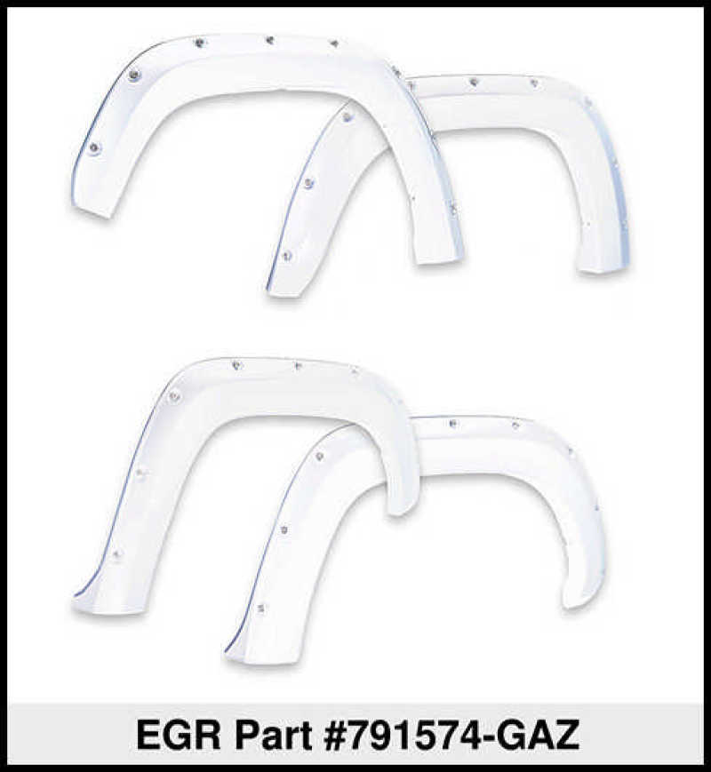 EGR 14+ Chev Silverado 6-8ft Bed Bolt-On Look Color Match Fender Flares - Set - Summit White - eliteracefab.com