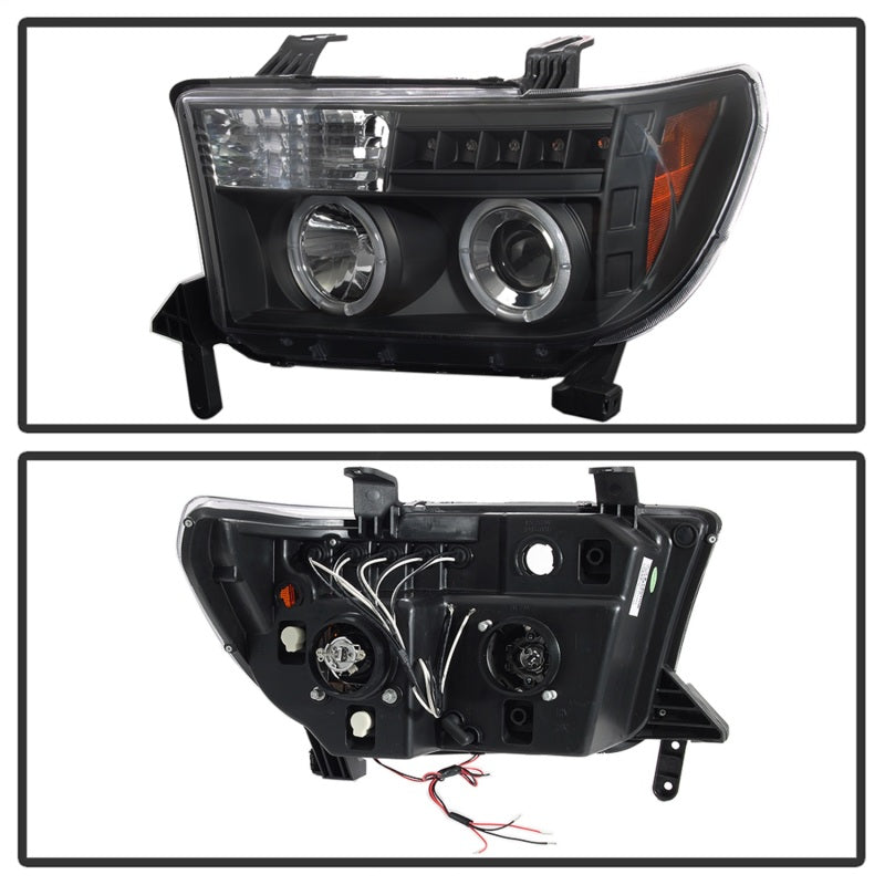 Spyder Toyota Tundra 07-133 Projector Headlights LED Halo LED Blk PRO-YD-TTU07-HL-BK - eliteracefab.com