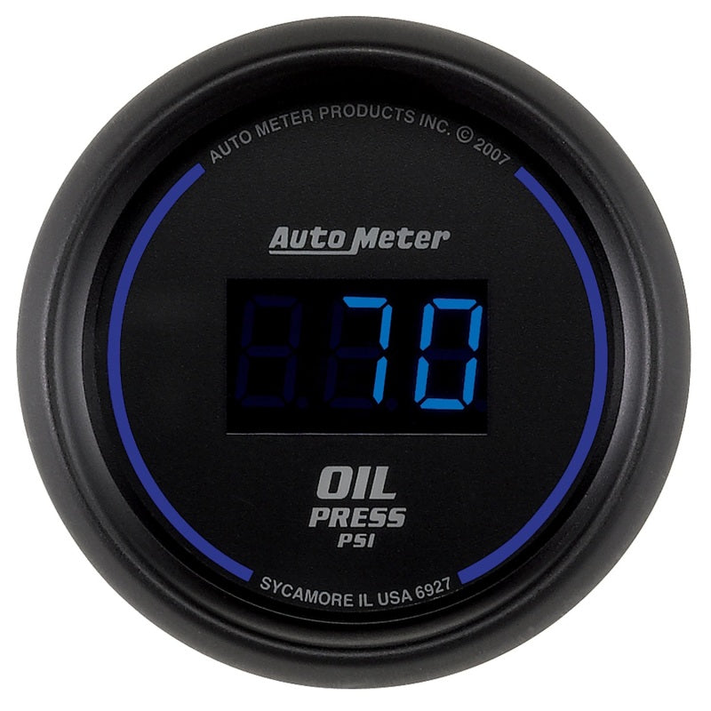 AutoMeter GAUGE; OIL PRESSURE; 2 1/16in.; 100PSI; DIGITAL; BLACK DIAL W/BLUE LED - eliteracefab.com