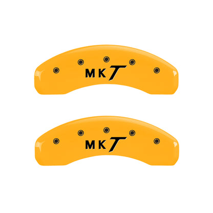 MGP 4 Caliper Covers Engraved Front Lincoln Engraved Rear MKT Yellow finish black ch MGP