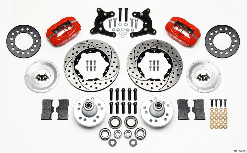 Wilwood Forged Dynalite Front Kit 11.00in Drilled Red 62-72 CDP A Body - 9in Drum Wilwood