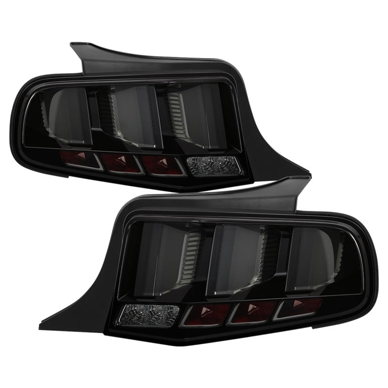 Spyder 10-12 Ford Mustang Light Bar Seq Turn Signal LED Tail Lights - Smoke ALT-YD-FM10-LED-SM - eliteracefab.com