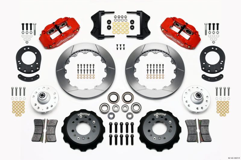 Wilwood Narrow Superlite 6R Front Hub Kit 12.88in Red 1965-1969 Mustang Drum Spindle Wilwood