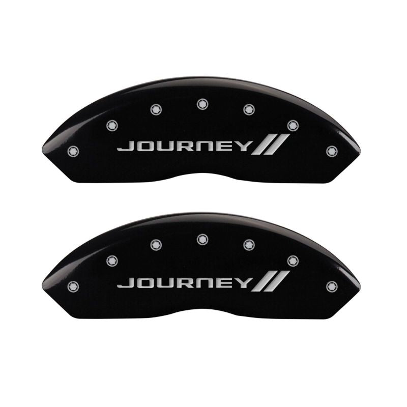 MGP 4 Caliper Covers Engraved Front & Rear With stripes/Journey Black finish silver ch MGP