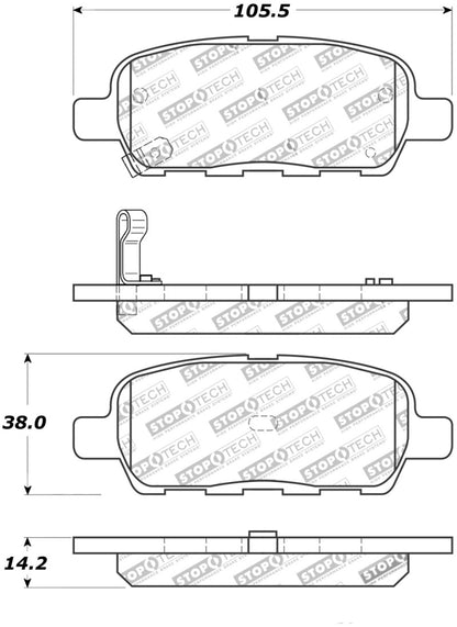 StopTech Street Touring 6/02-08 350z / 01-08 G35 Rear Brake Pads - eliteracefab.com