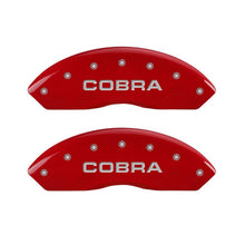 Load image into Gallery viewer, MGP 4 Caliper Covers Engraved Front Cobra Engraved Rear Snake Red finish silver ch MGP