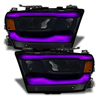 Oracle 19-21 Dodge RAM 1500 RGB+W Headlight DRL Upgrade Kit- Reflector LED Headlights - ColorSHIFT+W - eliteracefab.com