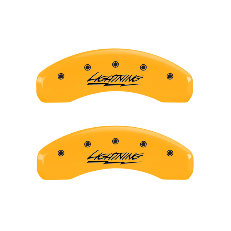 MGP 4 Caliper Covers Engraved Front & Rear Lightning Yellow Finish Black Char 2000 Ford F-150 MGP