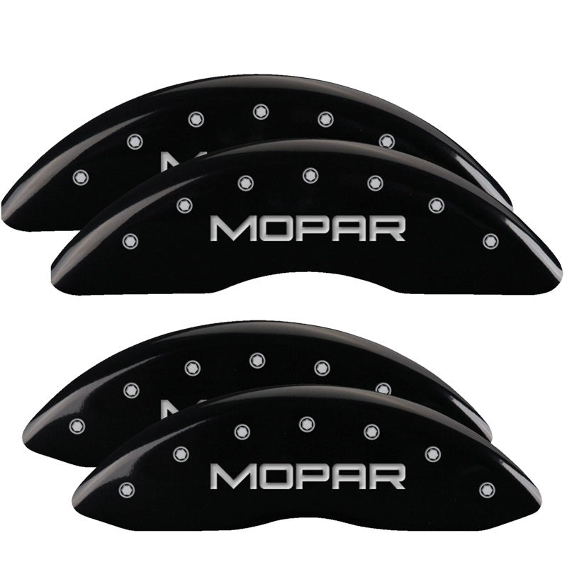 MGP 4 Caliper Covers Engraved Front & Rear MOPAR Black finish silver ch MGP