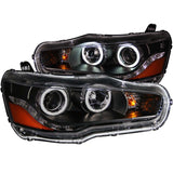 ANZO USA Mitsubishi Lancer Projector Headlights W/ Halo Black Ccfl; 2008-2015