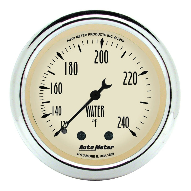 Autometer 2-1/16 inch Mechanical Antique Beige Water Temp Gauge 120-240 Deg F 1832