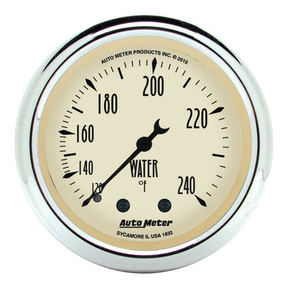 Autometer 2-1/16 inch Mechanical Antique Beige Water Temp Gauge 120-240 Deg F 1832