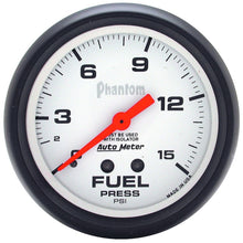 Load image into Gallery viewer, Autometer Phantom 2 5/8in 15psi Mechanical w/ Isolator Fuel Pressure Gauge