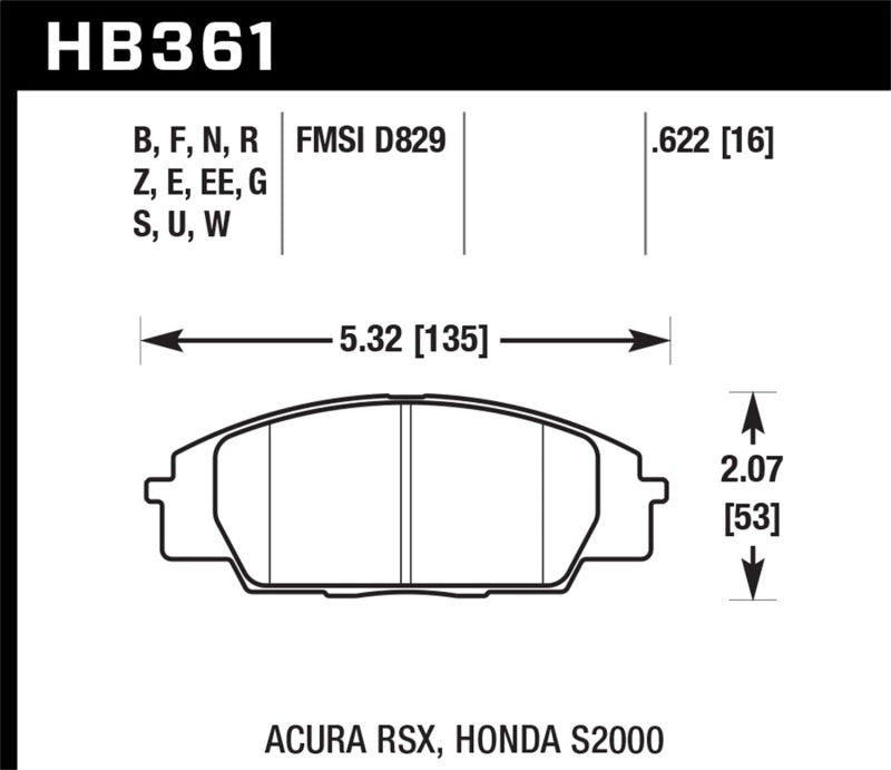 Hawk 02-06 Acura RSX / 06-11 Honda Si / 00-09 S2000 HT-10 Race Front Brake Pads - eliteracefab.com