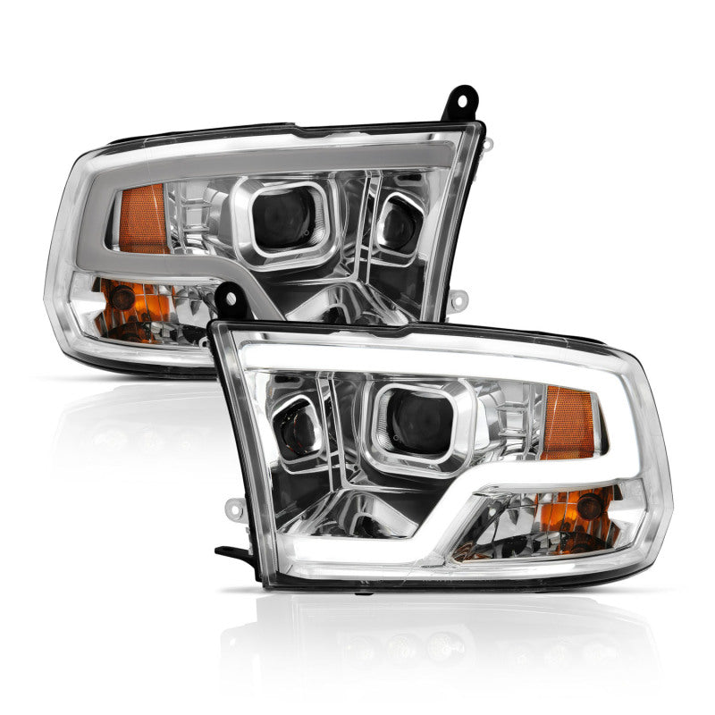 ANZO 09-18 Dodge Ram 1500 Plank Style Projector Headlights Chrome w/ Halo - eliteracefab.com