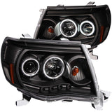 ANZO USA Toyota Tacoma Projector Headlights W/ Halo Black; 2005-2011