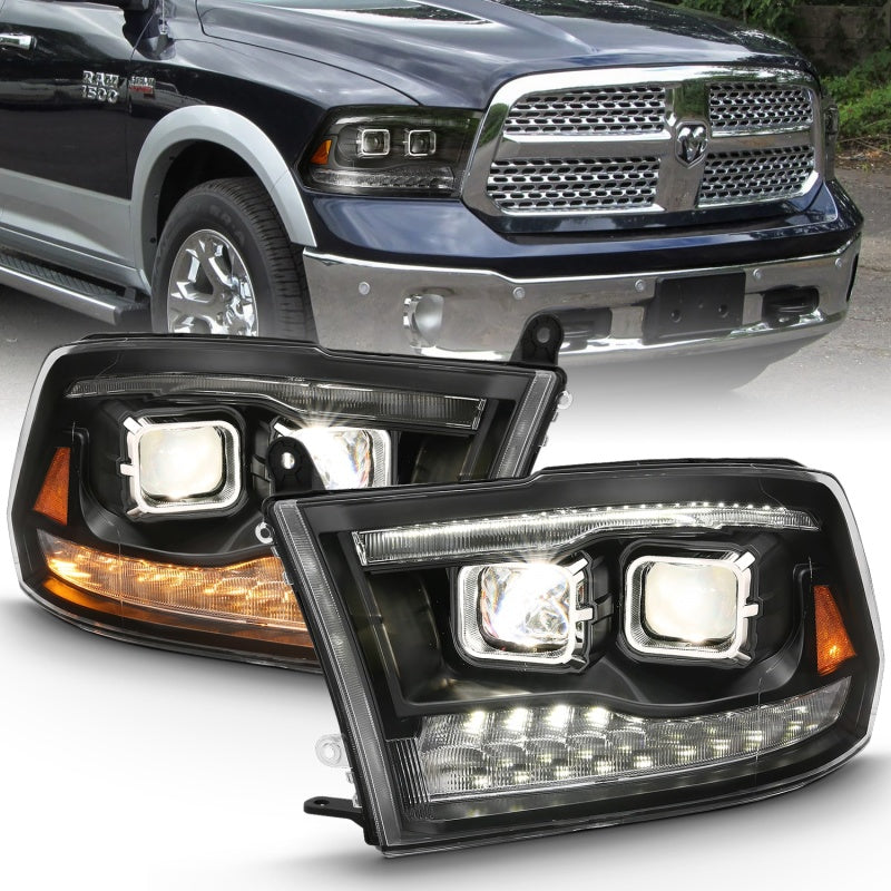 ANZO 2009-2018 Dodge Ram 1500 Projector H.L. Switchback Chrome Amber - eliteracefab.com