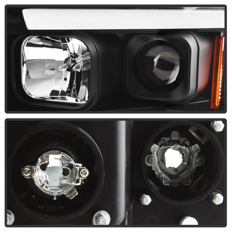 Spyder 02-05 Dodge Ram 1500 Light Bar Projector Headlights - Black (PRO-YD-DR02V2-LB-BK) - eliteracefab.com