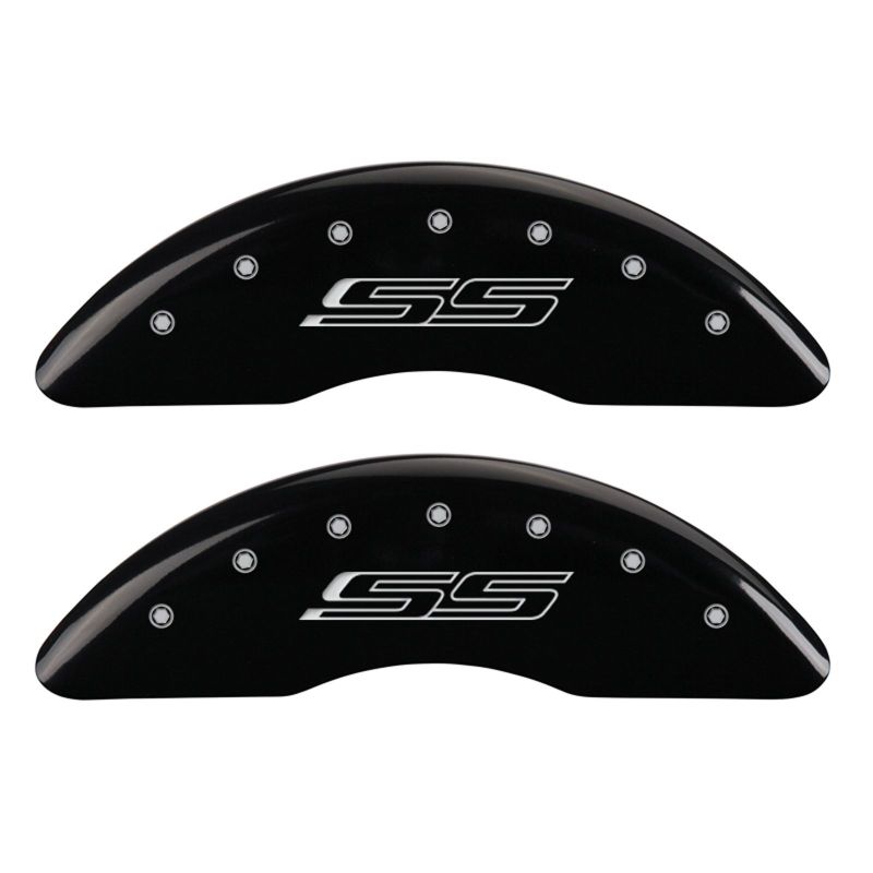 MGP 4 Caliper Covers Engraved Front & Rear Gen 5/SS Black finish silver ch MGP