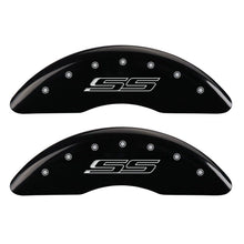 Load image into Gallery viewer, MGP 4 Caliper Covers Engraved Front &amp; Rear Gen 5/SS Black finish silver ch MGP