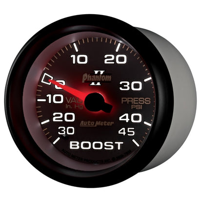 Autometer Phantom II 2-5/8in 30INHG-45PSI Phantom Mechanical Boost/Vacuum Gauge 7808