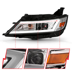 Anzo 14-20 Chevrolet Impala Square Projector LED Bar Headlights w/ Chrome Housing