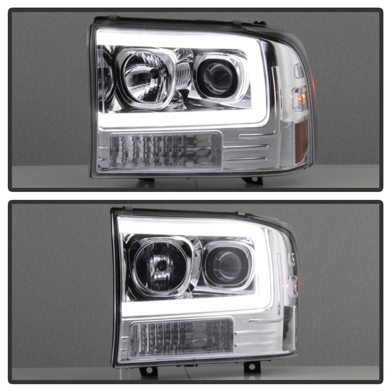 Spyder 99-04 Ford F-250 Super Duty Light Bar Projector Headlights - Chrome (PRO-YD-FF25099V2-LB-C) - eliteracefab.com