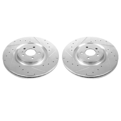 Power Stop 13-14 Ford Mustang Front Evolution Drilled & Slotted Rotors - Pair - eliteracefab.com