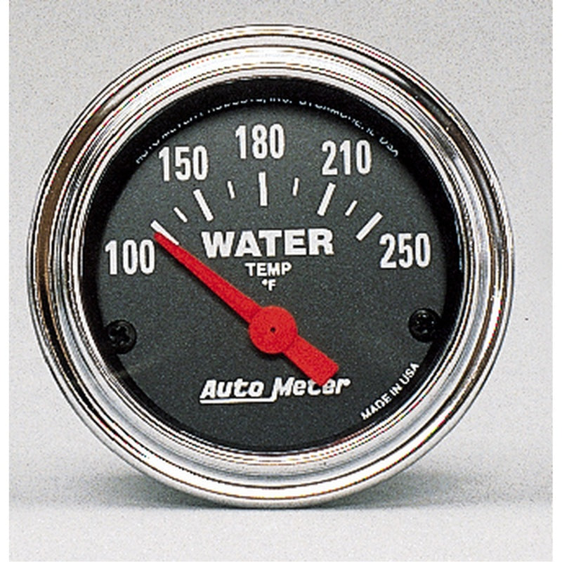 Autometer Traditional Chrome 52mm 100-250 Deg F Short Sweep Electricall Water Temperataure Gauge 2532