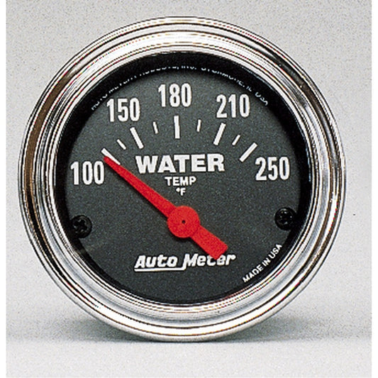 Autometer Traditional Chrome 52mm 100-250 Deg F Short Sweep Electricall Water Temperataure Gauge 2532