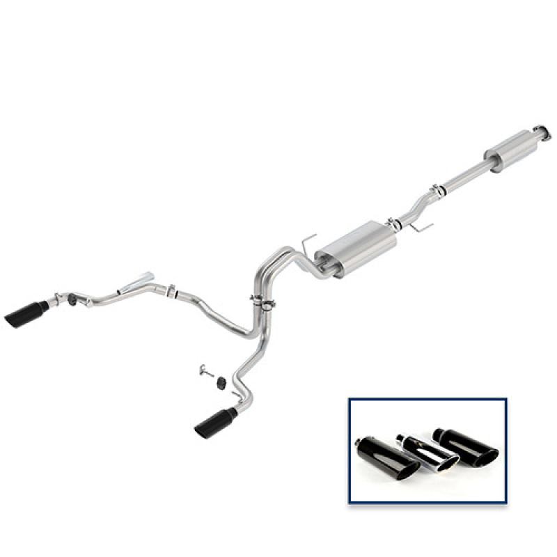 Ford Racing 15-18 F-150 5.0L Cat-Back Touring Exhaust System - Rear Exit Black Chrome Tips Ford Racing