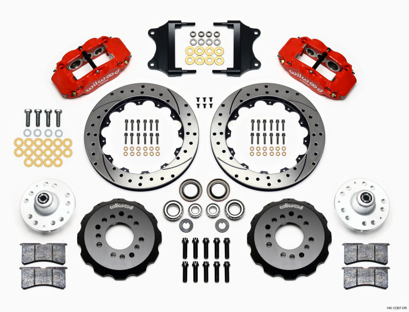 Wilwood Narrow Superlite 6R Front Hub Kit 12.88in Red Heidts Tri -5 2 inch Drop Spindle Wilwood