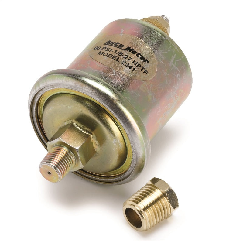 Autometer Oil Pressure Sensor 0-80PSI 1/8in NPT Male For Short Sweet Elec. 2241